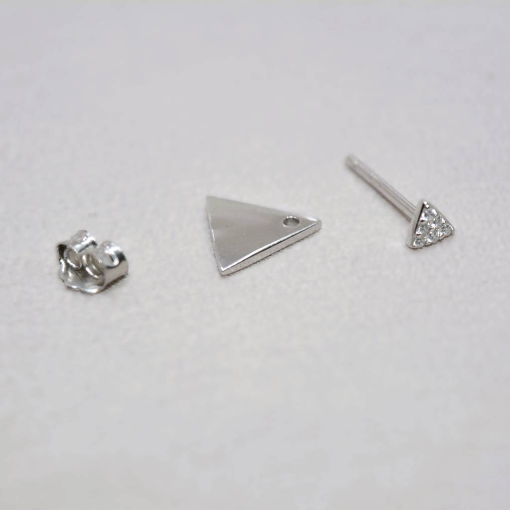 Triangular Jacket Stud Earrings - 925 Silver Jewelry : 1312