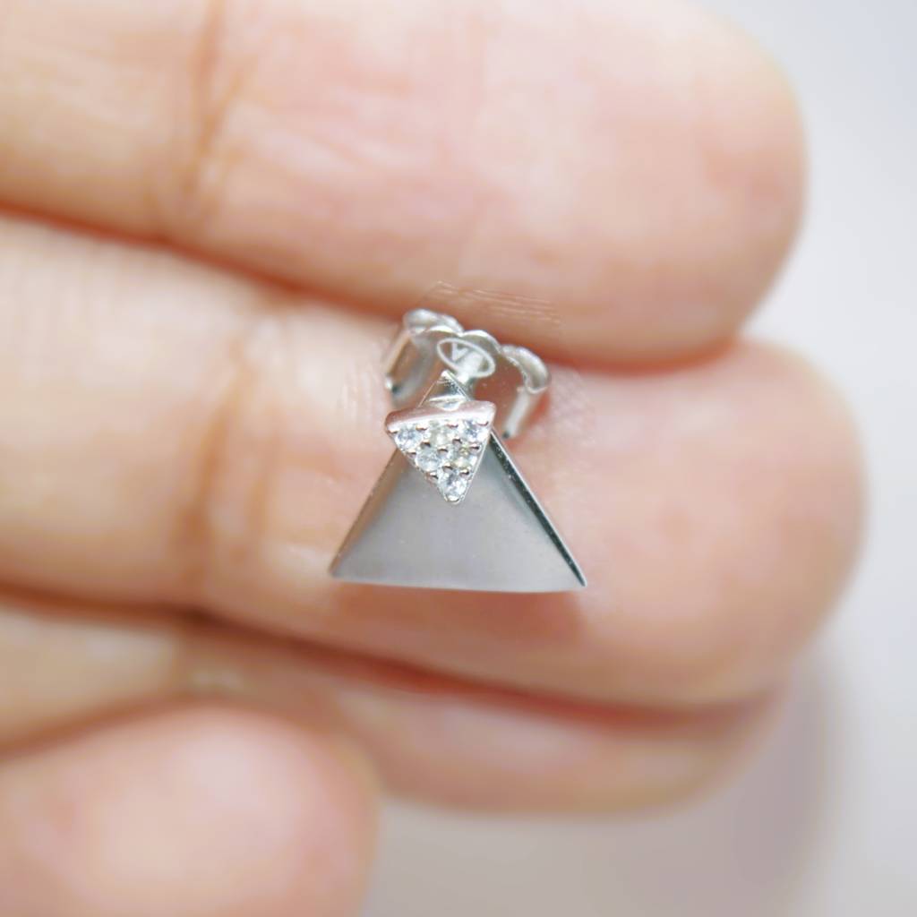 Triangular Jacket Stud Earrings - 925 Silver Jewelry : 1312