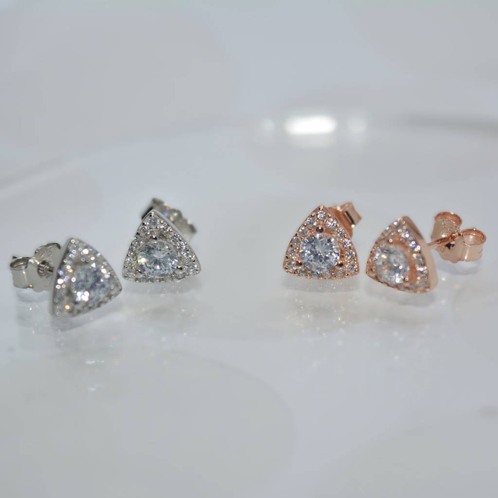 Sparkling Triangular Earrings - 925 Silver Jewelry : 1313