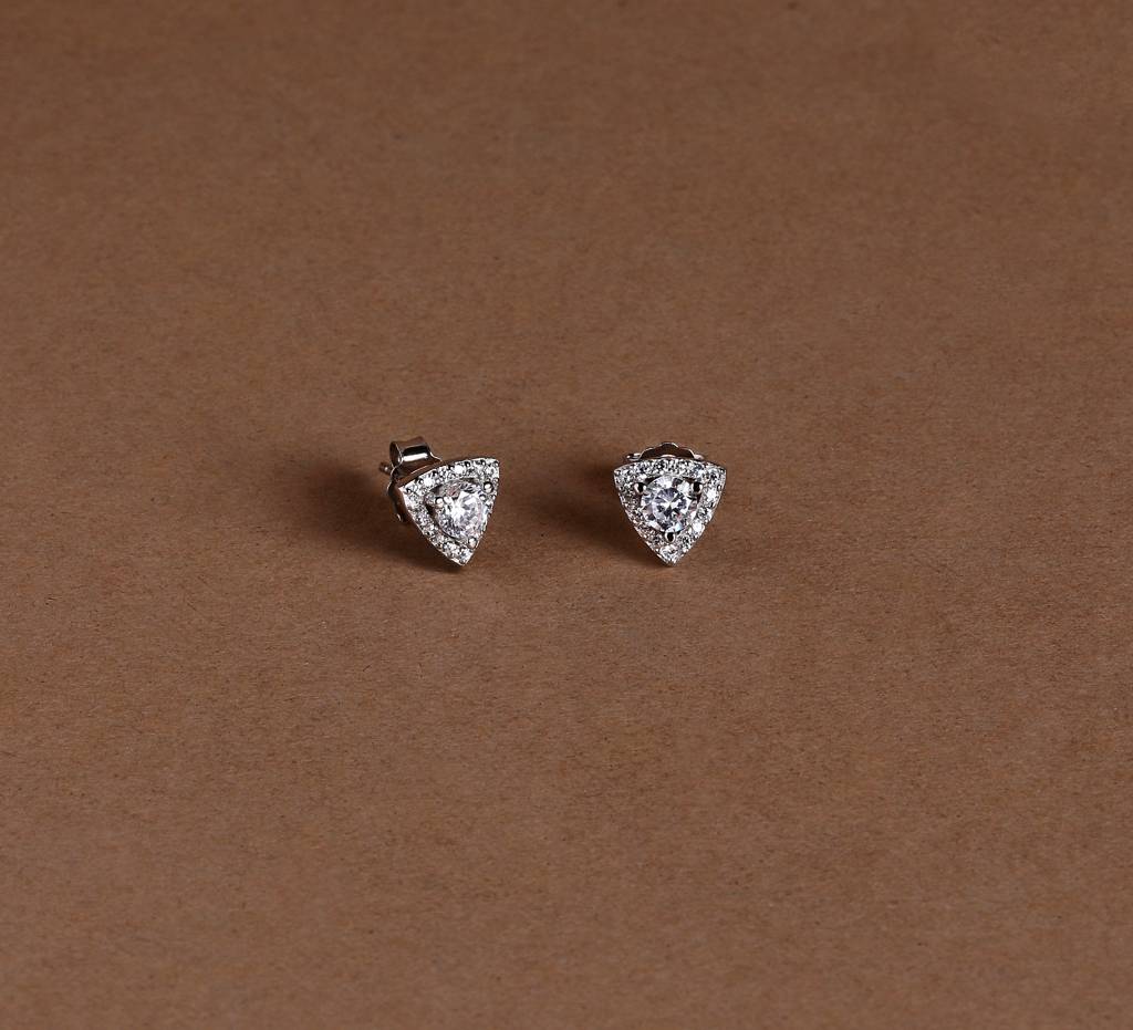 Sparkling Triangular Earrings - 925 Silver Jewelry : 1313