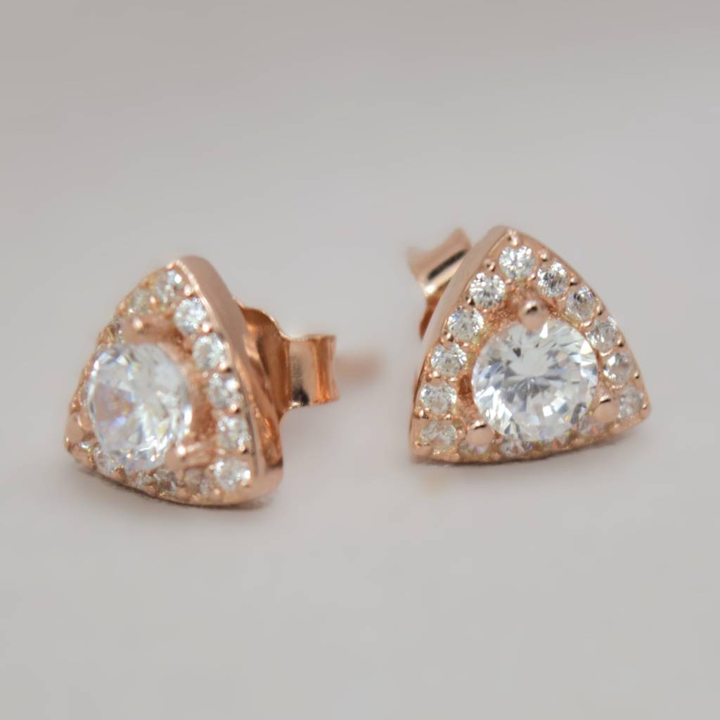 Sparkling Triangular Earrings - 925 Silver Jewelry : 1313