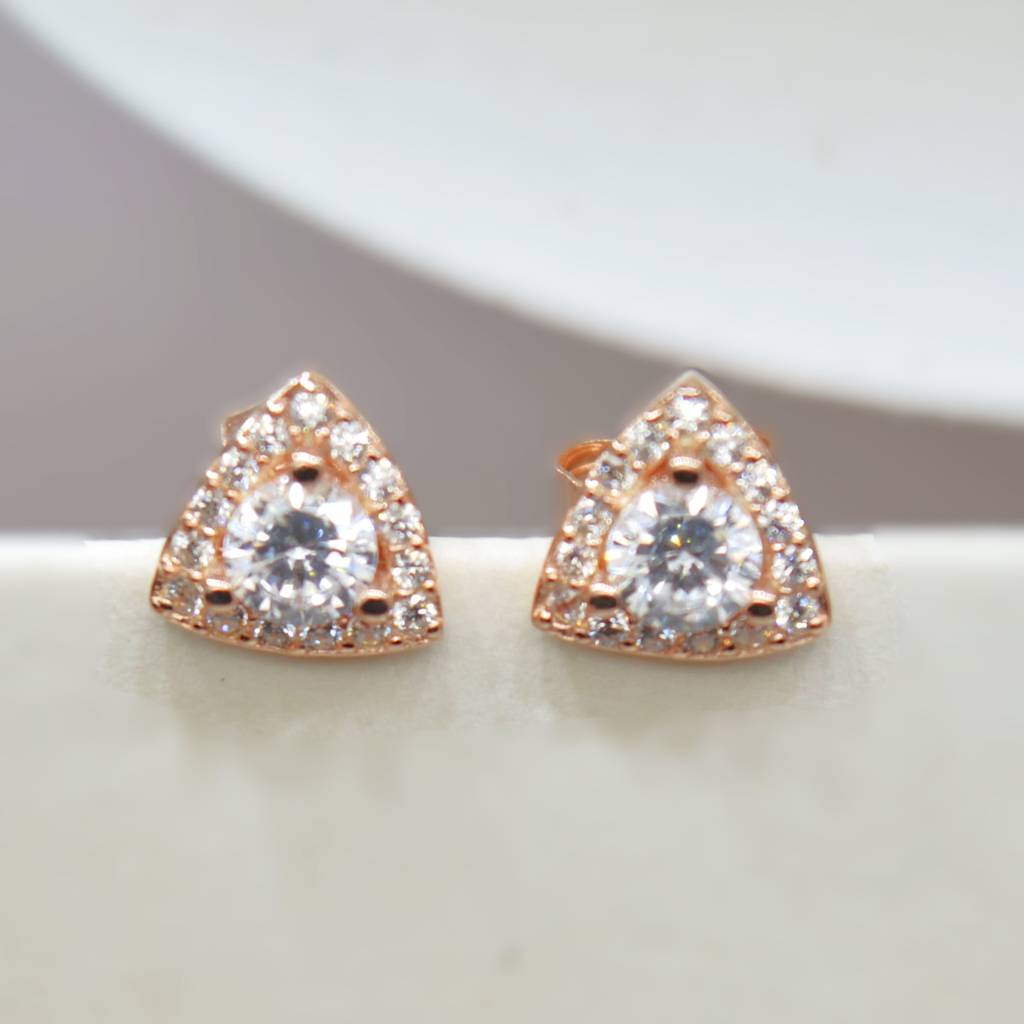 Sparkling Triangular Earrings - 925 Silver Jewelry : 1313