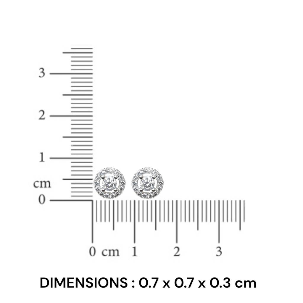 Round Halo Earrings With Diamond Center - 925 Silver Jewelry : 1315