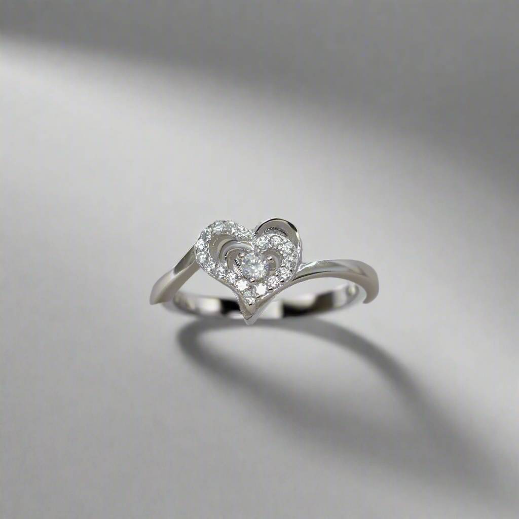 925 Sterling Silver Adjustable Double Heart Ring : 1316