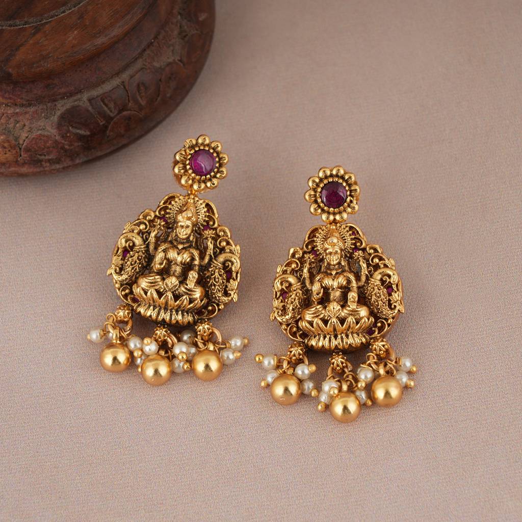 Royal Long Maa Lakshmi Reversible Pearl Necklace Set : SJ060