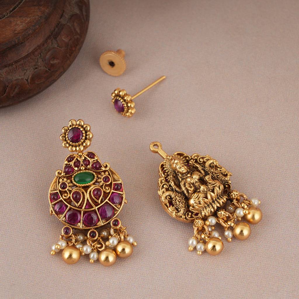 Royal Long Maa Lakshmi Reversible Pearl Necklace Set : SJ060