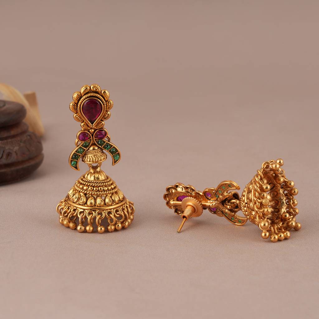 Auspicious Ram Darbaar Antique Gold Long Necklace Set : SJ059