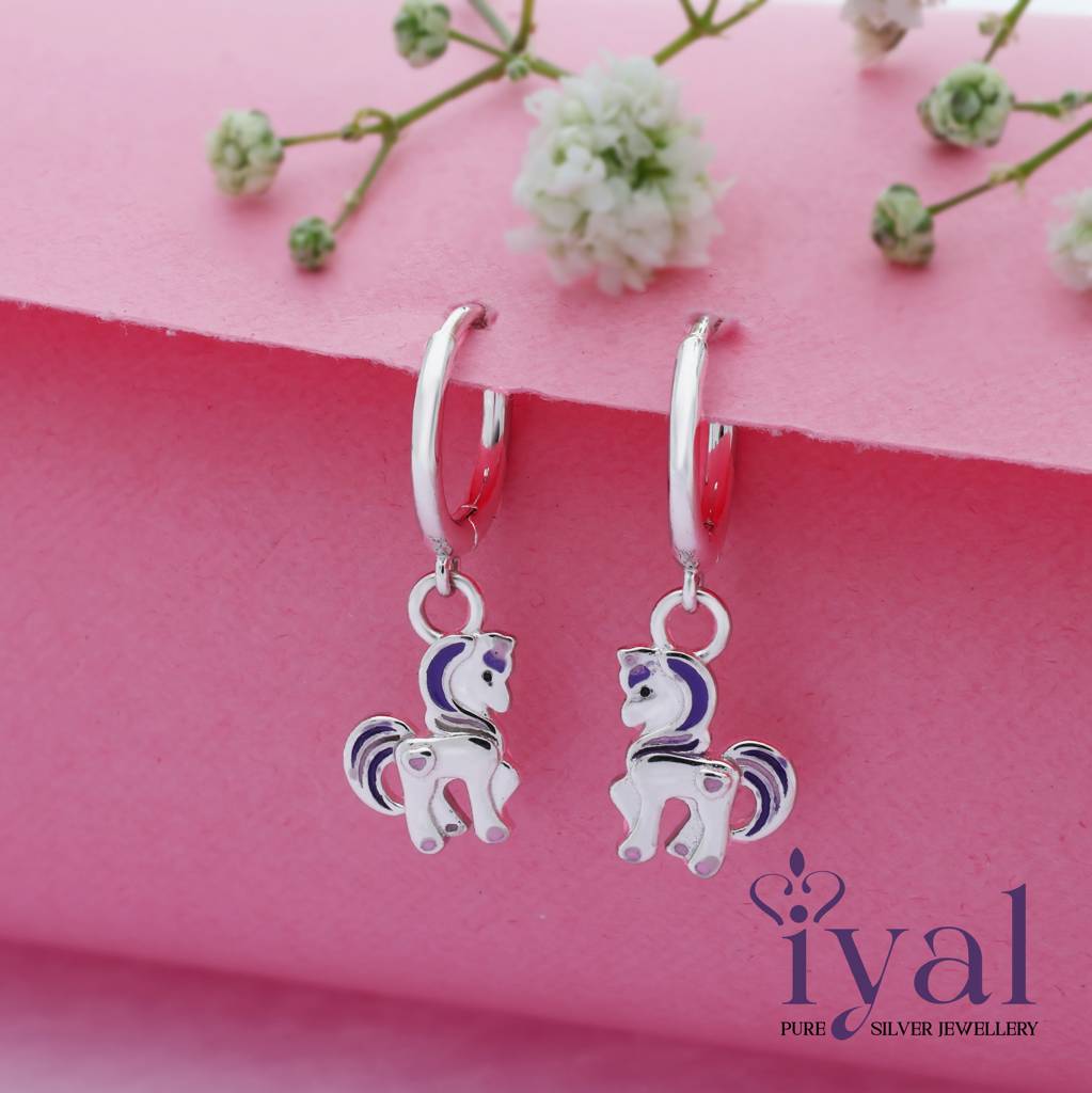 Lovely Unicorn Silver Drop Earrings(5+ Yrs) Sterling Silver Silver