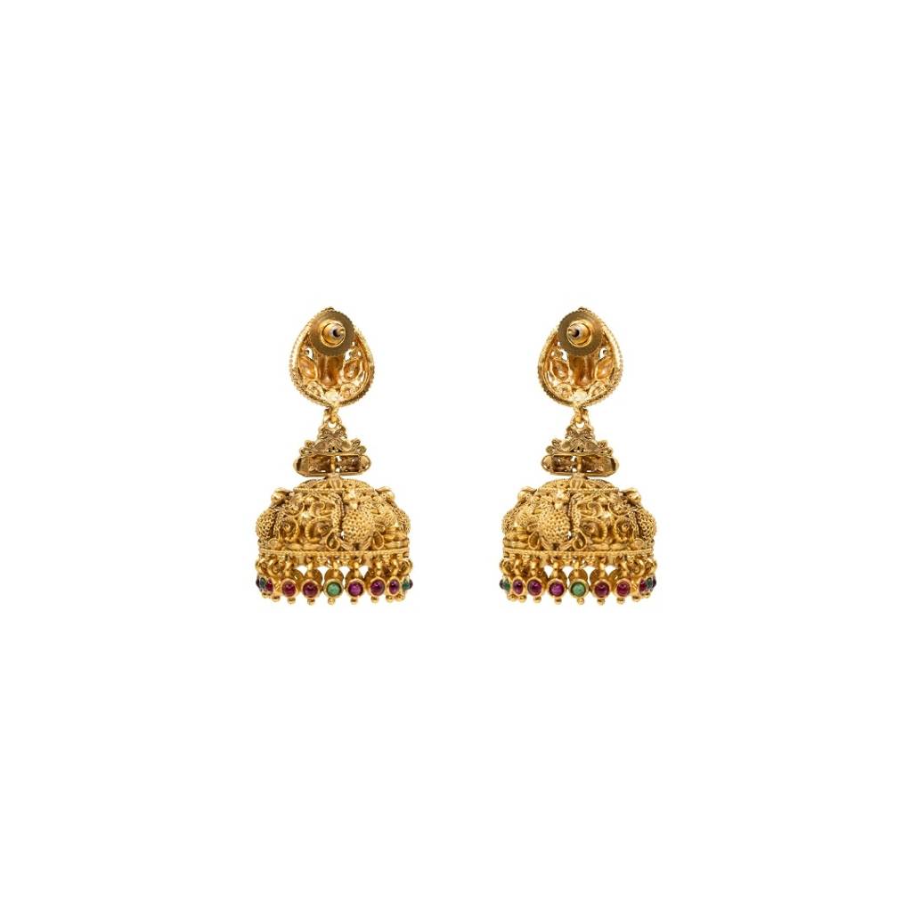 Gandaberunda South Indian Temple Jewellery Jhumka Earrings For Bridal & Traditional Wear : R-1277