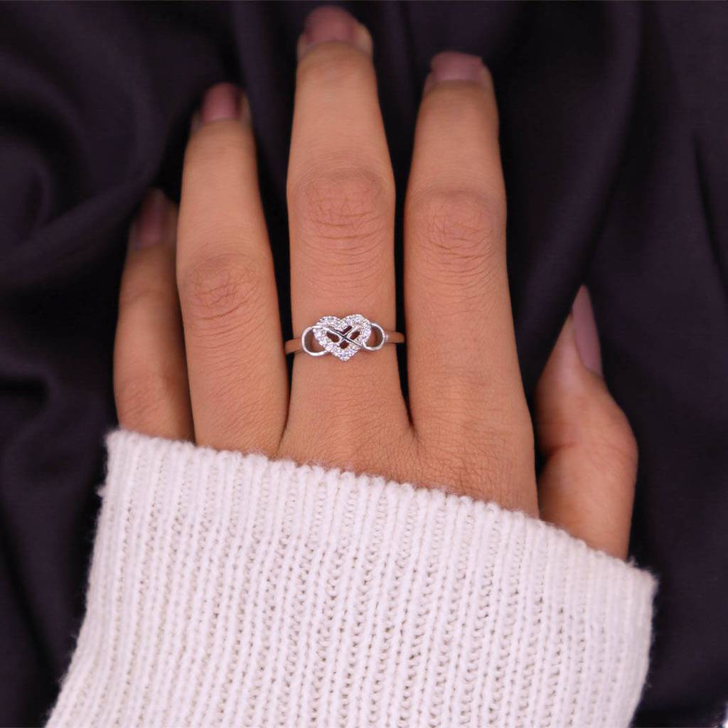Hearts Across Silver Adjustable Ring : RG012