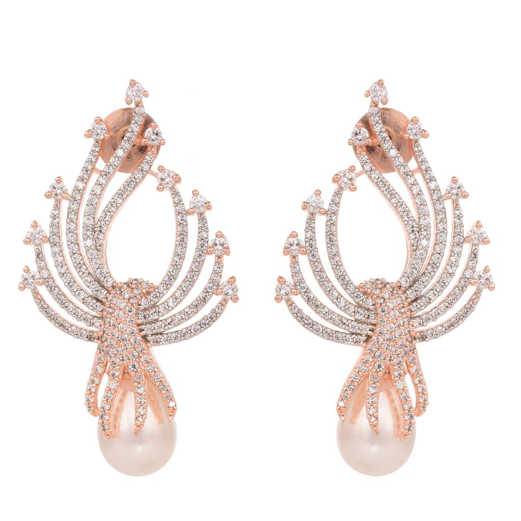 Luxurious Pearl & Ad Studded Contemporary Earring : SJER1325