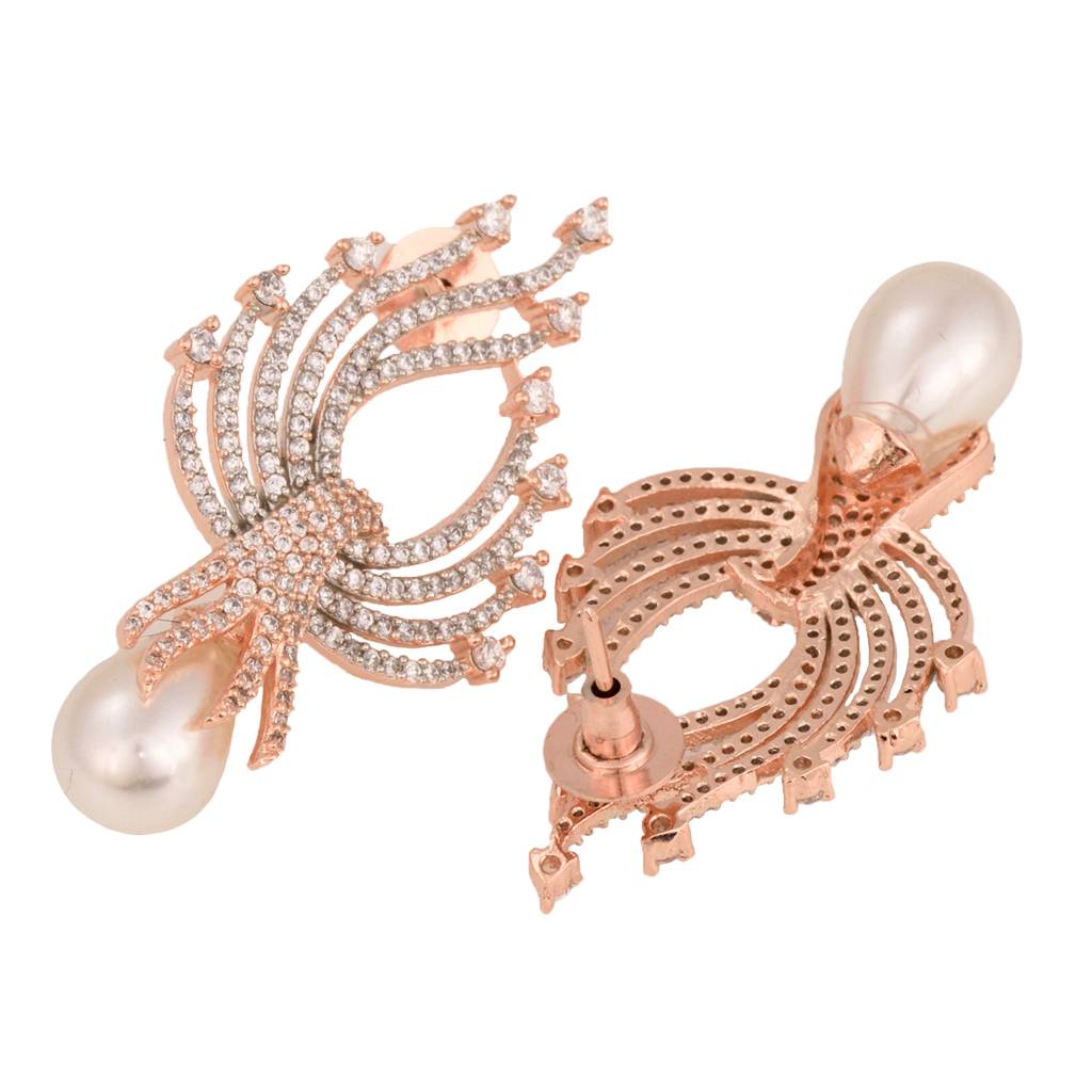 Luxurious Pearl & Ad Studded Contemporary Earring : SJER1325