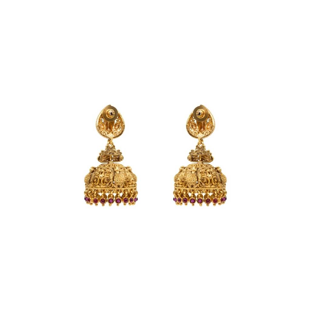 Gandaberunda South Indian Temple Jewellery Jhumka Earrings For Bridal & Traditional Wear : R-1277