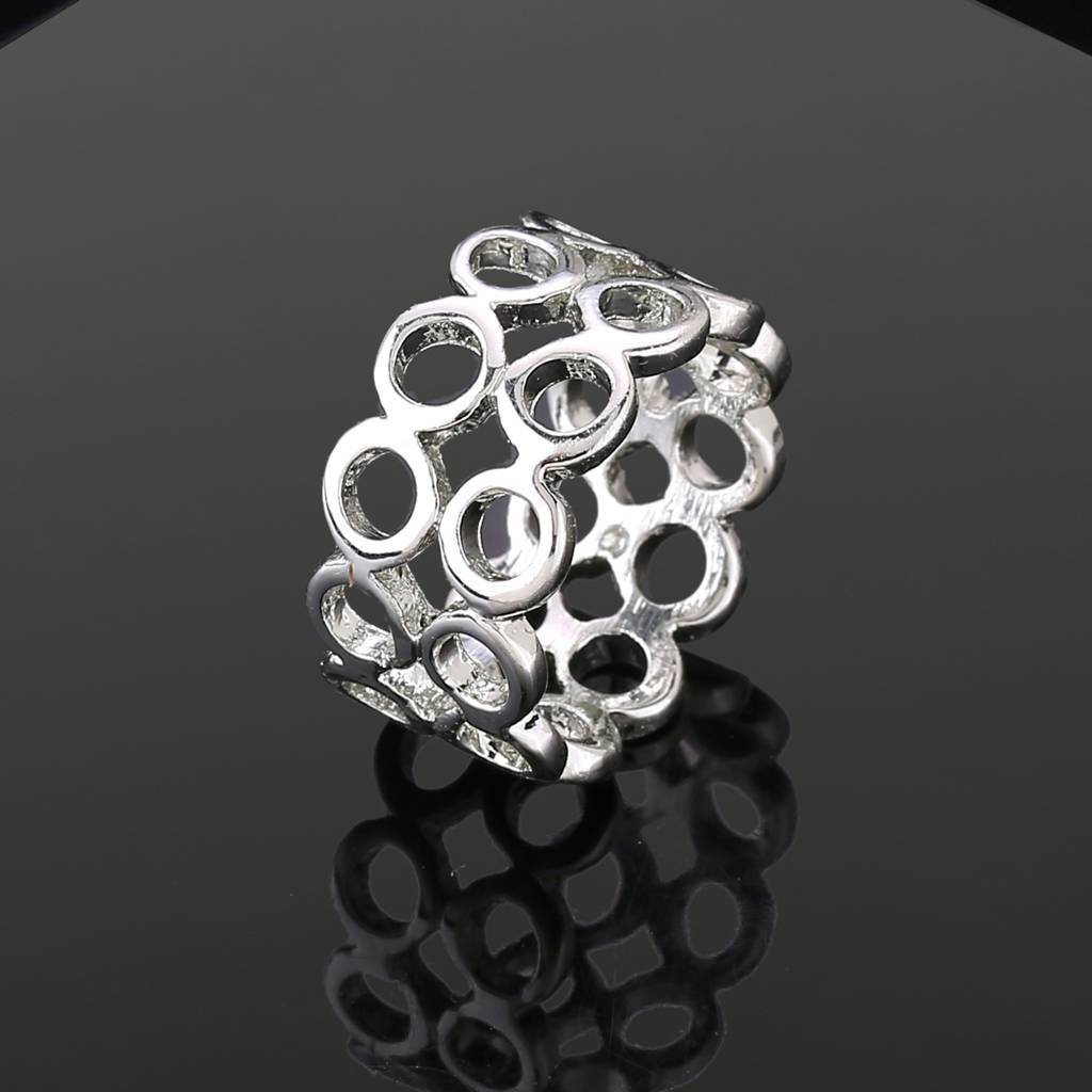 Estele Rhodium Plated Mesh Designer Finger Ring For Women : 133-IRRING