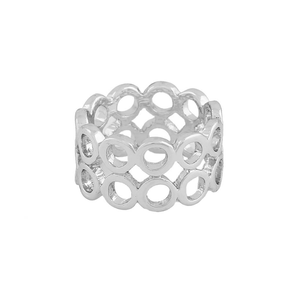 Estele Rhodium Plated Mesh Designer Finger Ring For Women : 133-IRRING