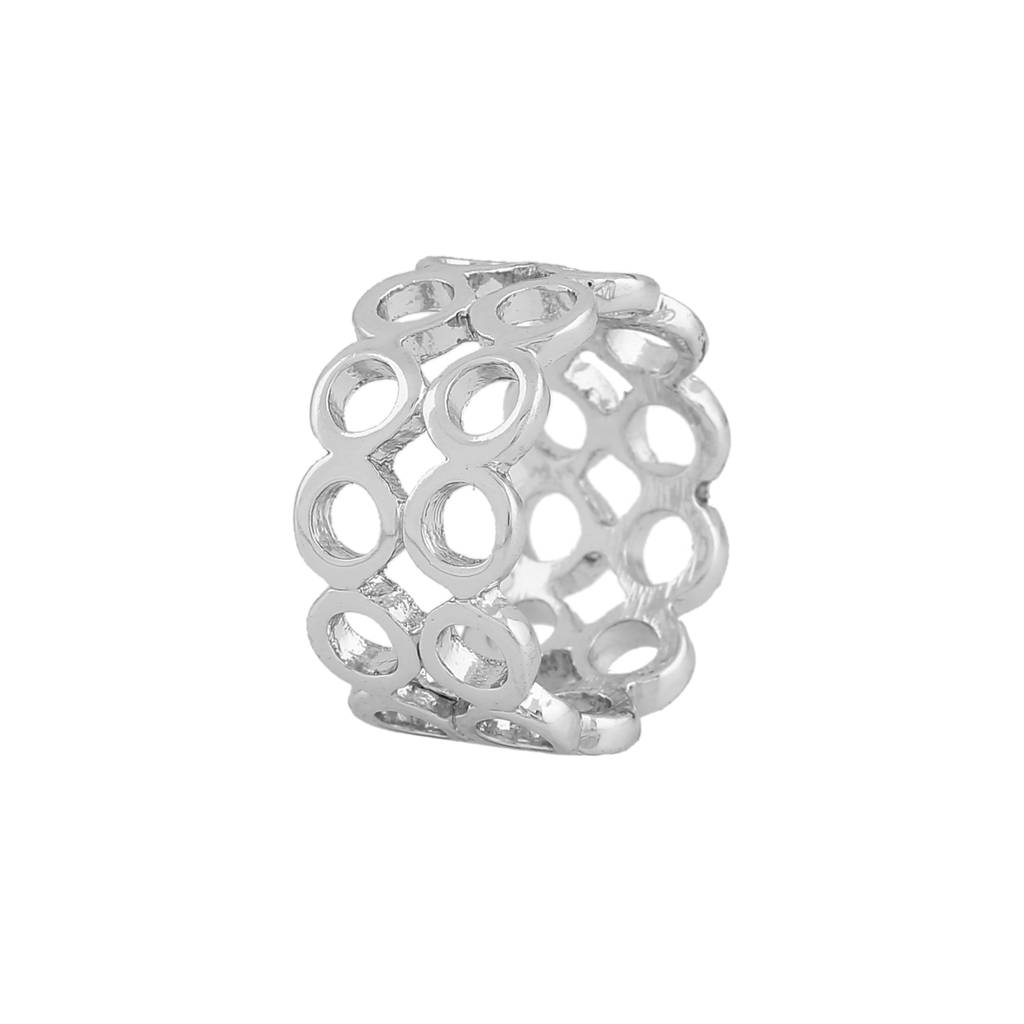 Estele Rhodium Plated Mesh Designer Finger Ring For Women : 133-IRRING