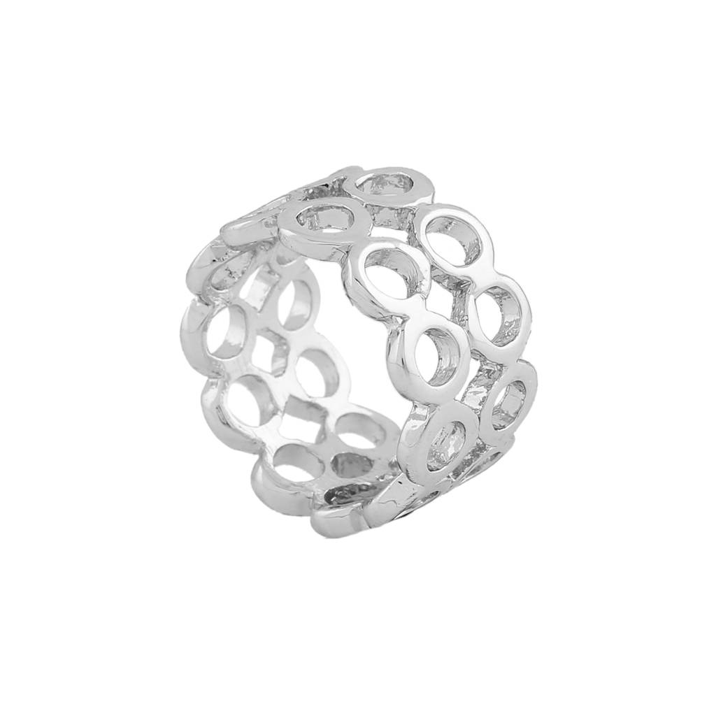 Estele Rhodium Plated Mesh Designer Finger Ring For Women : 133-IRRING