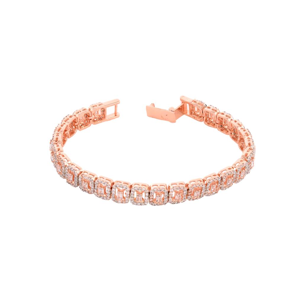 Rose Gold Plated White Ad Studded Tennis Wraparound Btracelet : SJBR1353