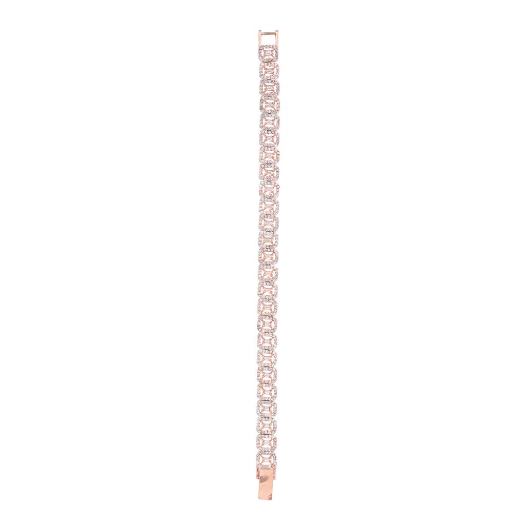 Rose Gold Plated White Ad Studded Tennis Wraparound Btracelet : SJBR1353