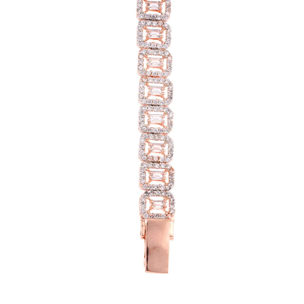 Rose Gold Plated White Ad Studded Tennis Wraparound Btracelet : SJBR1353