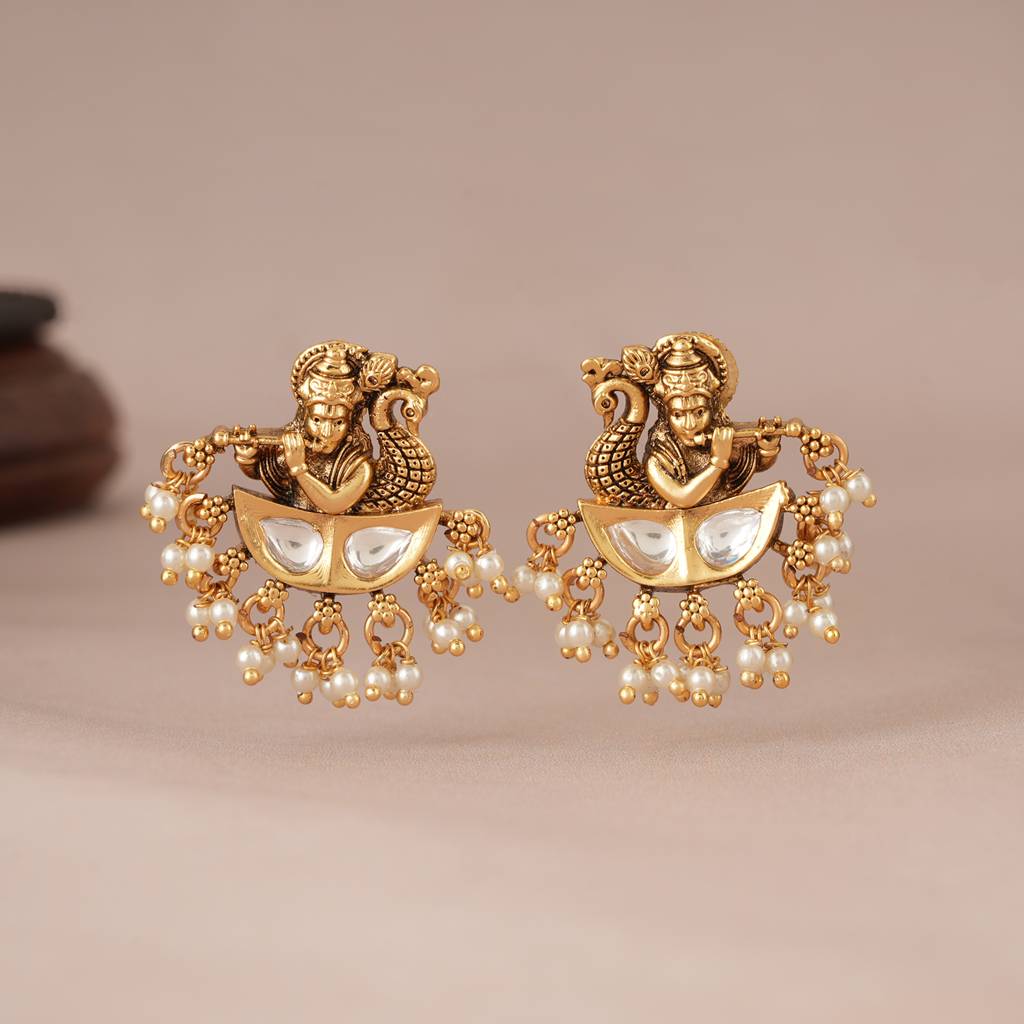 Auspicious Antique Gold Kundan Lord Krishna : SJ121