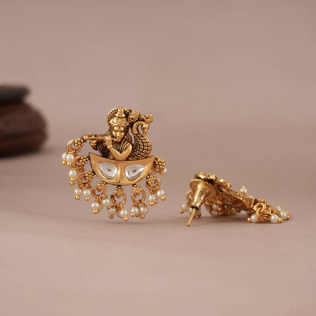 Auspicious Antique Gold Kundan Lord Krishna : SJ121