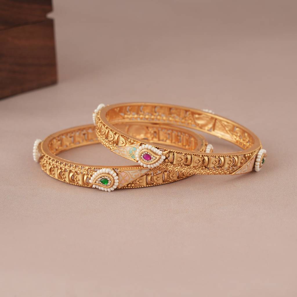 Cute Gold Plated Enamel Bangle Set : SJ077