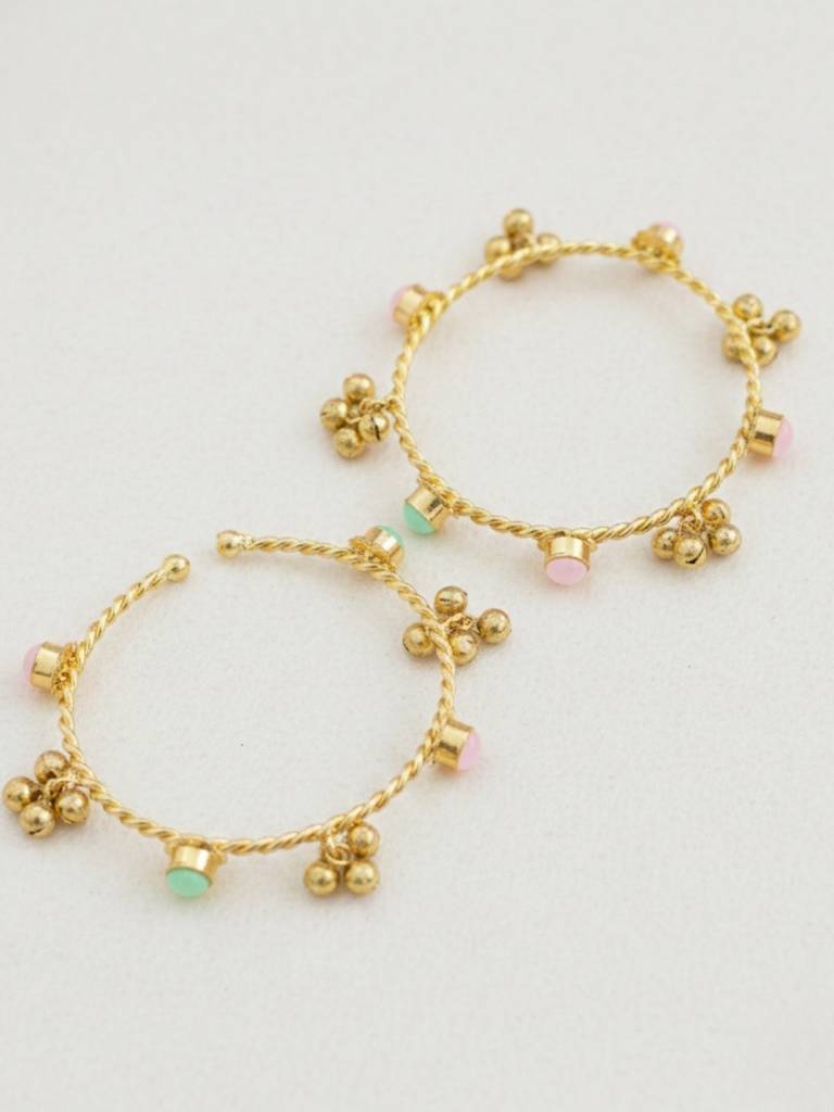Set Of 2 18K Gold-Plated Stone-Studded Bangles : VI25BC100035
