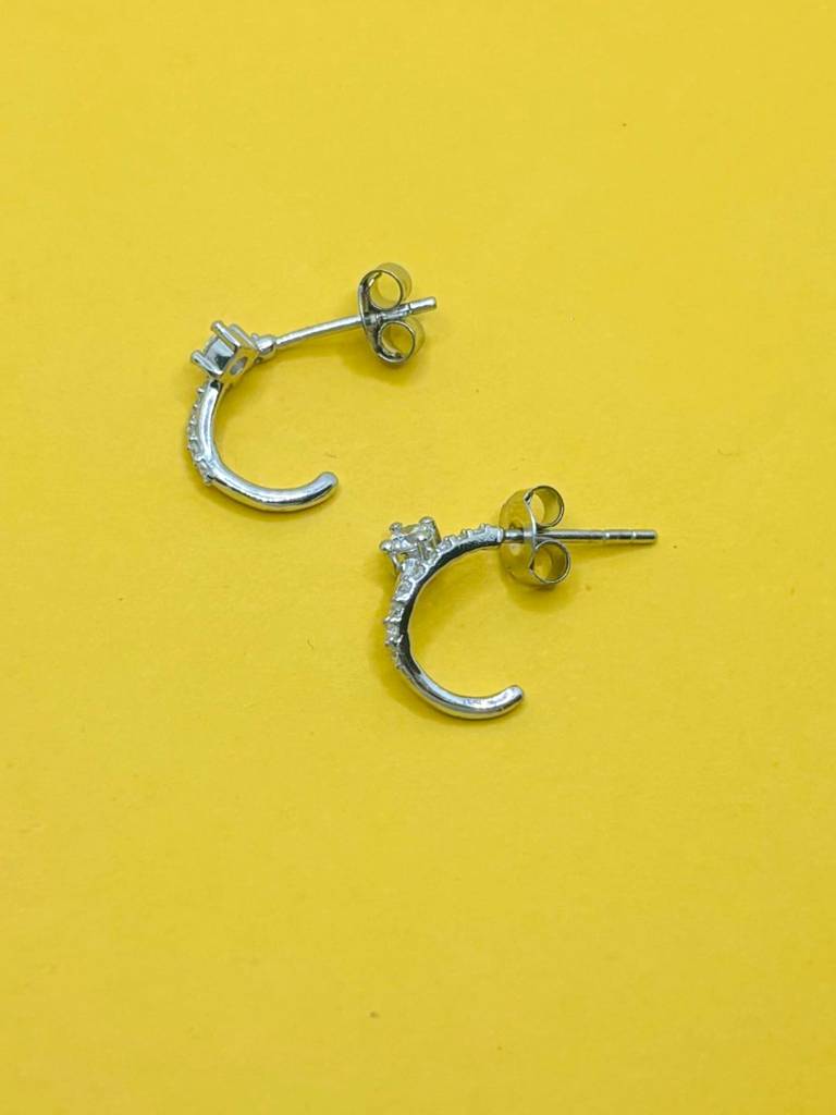Classic Round Cut Earrings With Pave Accents : 1377