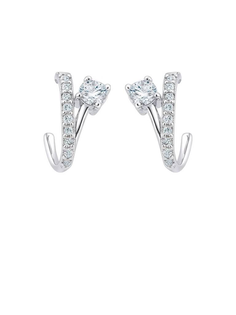 Classic Round Cut Earrings With Pave Accents : 1377