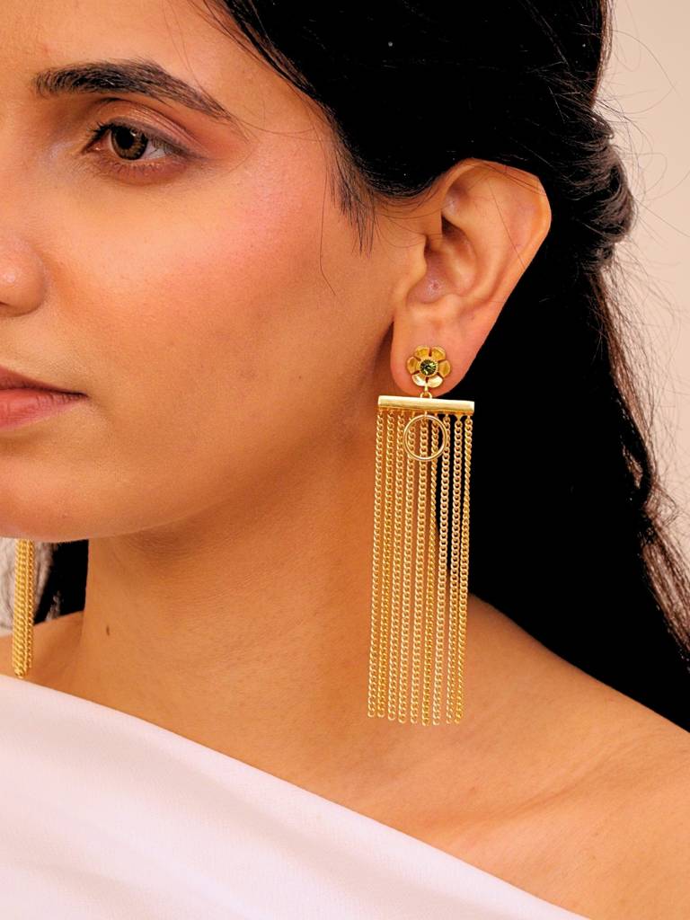 Mehrasa Brass Earrings For Women 18K Gold Plated Handmade : BJV040
