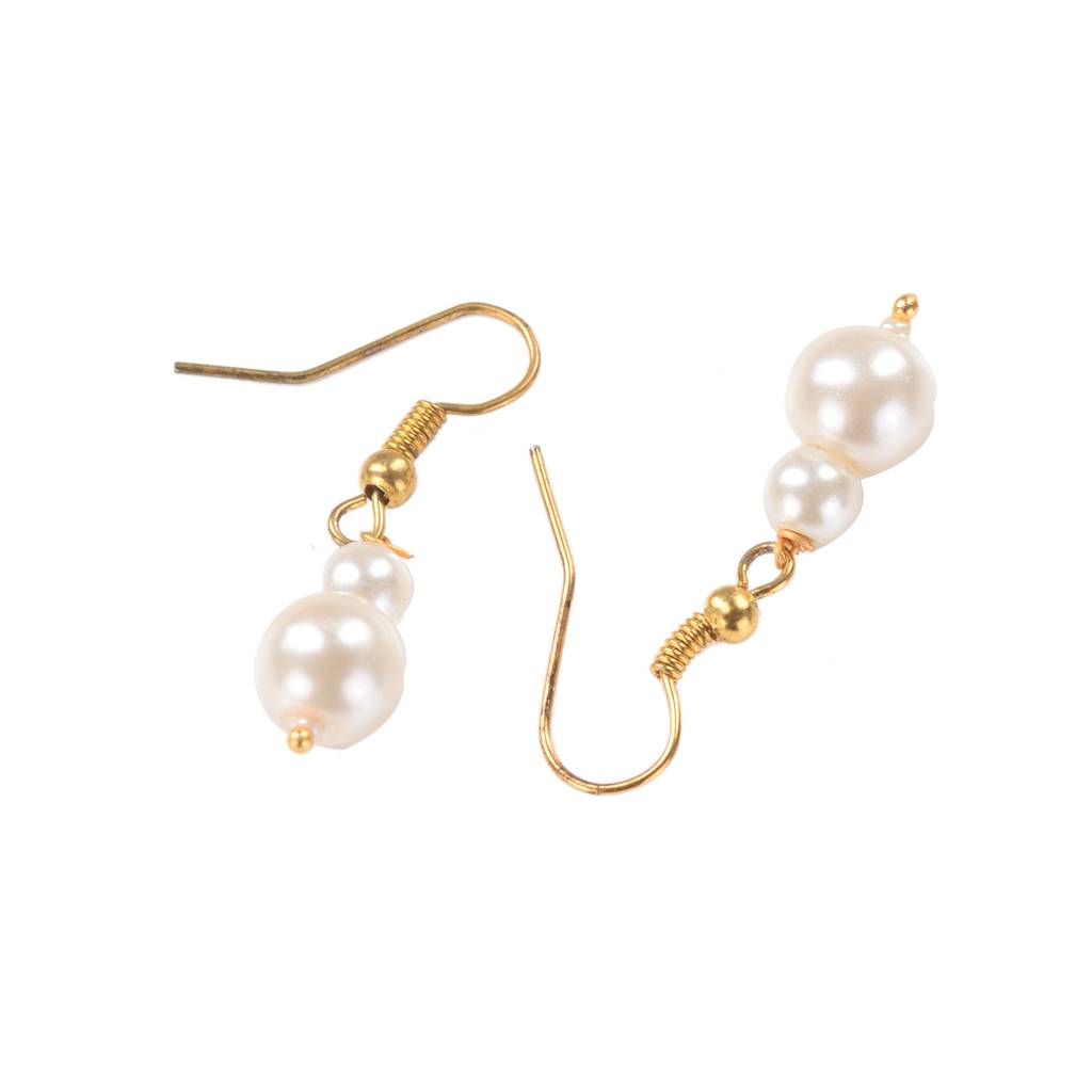White Pearls Multi Layered Elegant Mala Jewellery Set With Dropdown Earrings : SJNK1393