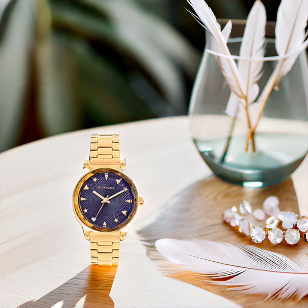 Analog Wrist Watch For Women Stylish Metal Strap With Water Resistant 3 Hand Mechanism For Girls & Ladies To Comp : GD-4211-55