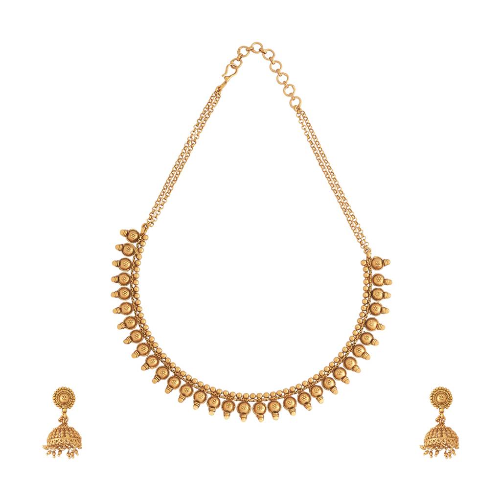 Kushal'S Fashion Jewellery Gold-Plated Ethnic Antique Jewellery Set - 399910 : 399910
