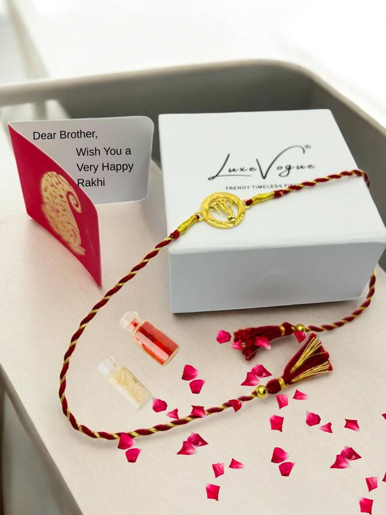 Elegent Golden Ganesha Rakhi : 1399