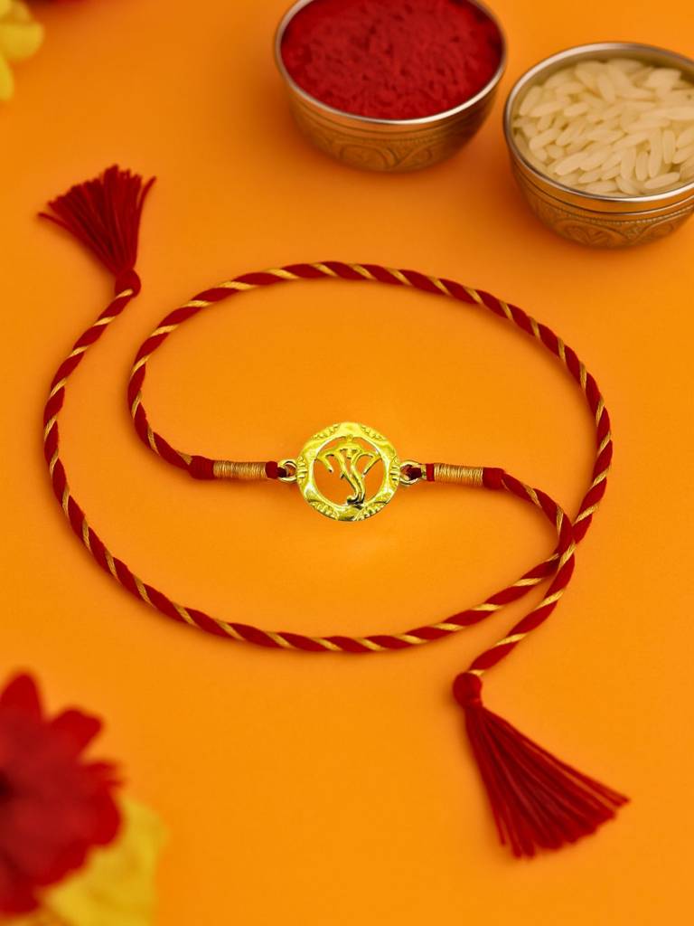 Eternz Certified Jewellery - Luxe Vogue Elegent Golden Ganesha Rakhi