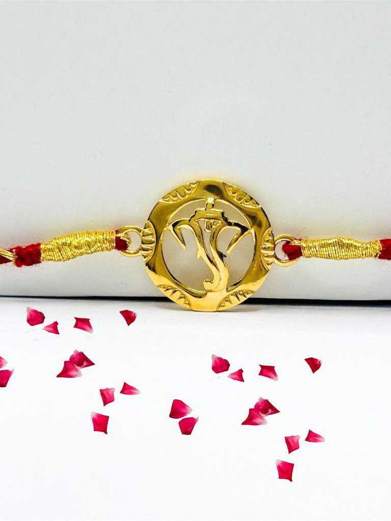 Elegent Golden Ganesha Rakhi : 1399