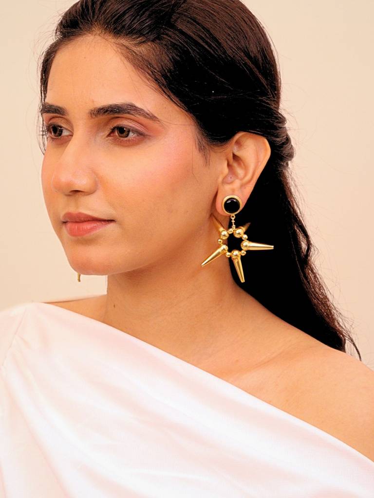 Nazneen Brass Earrings For Women 18K Gold Plated Handmade : BJV039