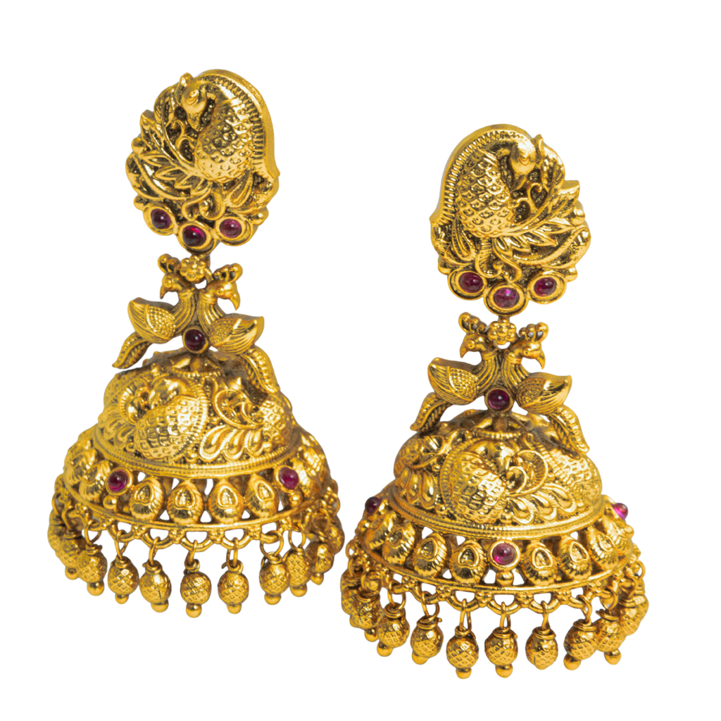 Antique Lakshmi Temple Jhumka Earrings For Traditional & Bridal Wear : R-1165