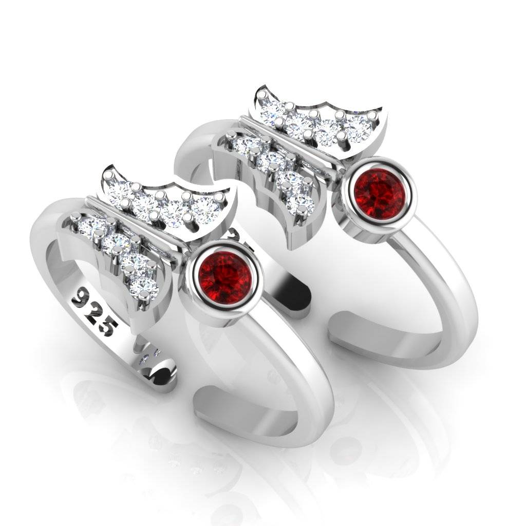 Iski Uski 925 Sterling Silver Fauna Cz Toe Rings