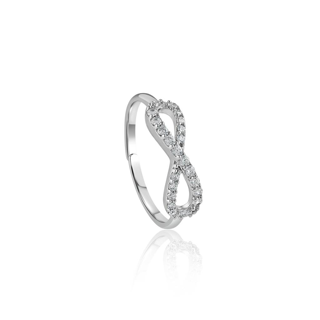 925 Sterling Silver Infinity Symbol Ring With Cubic Zirconia Accents : RJSPRG43