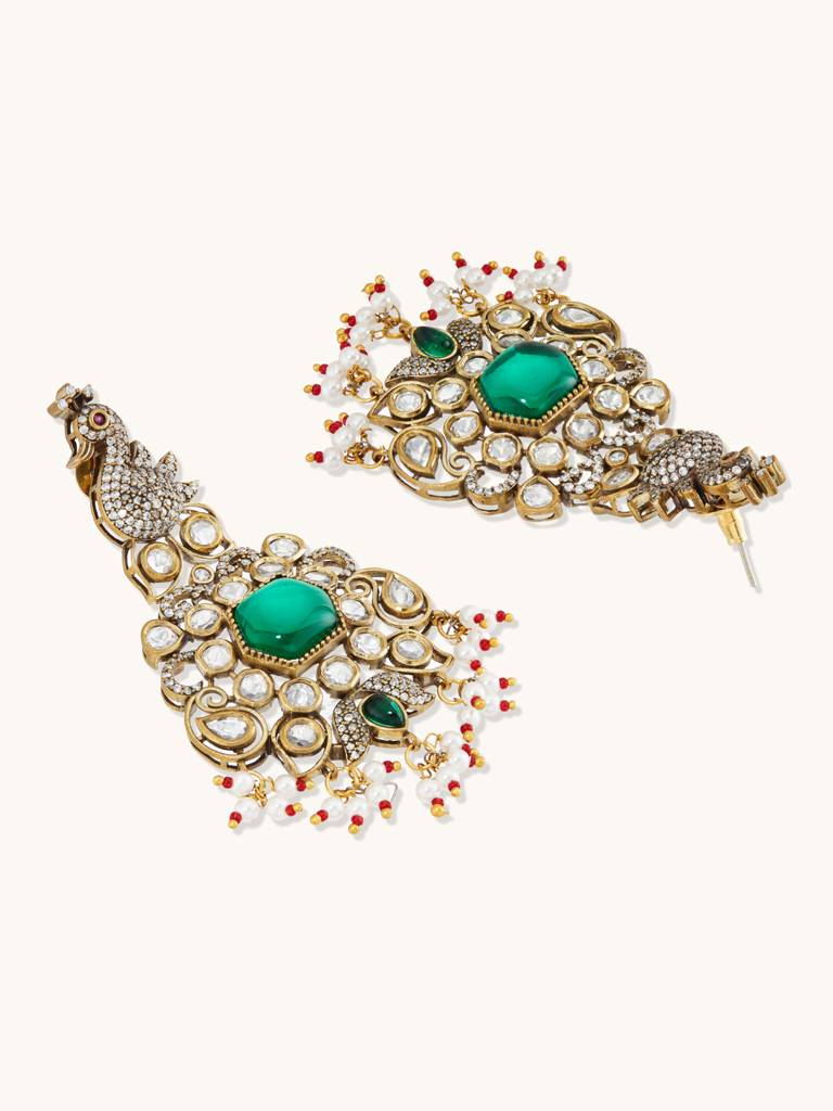 Kundan Studded Peacock Earrings : YI24A0006E