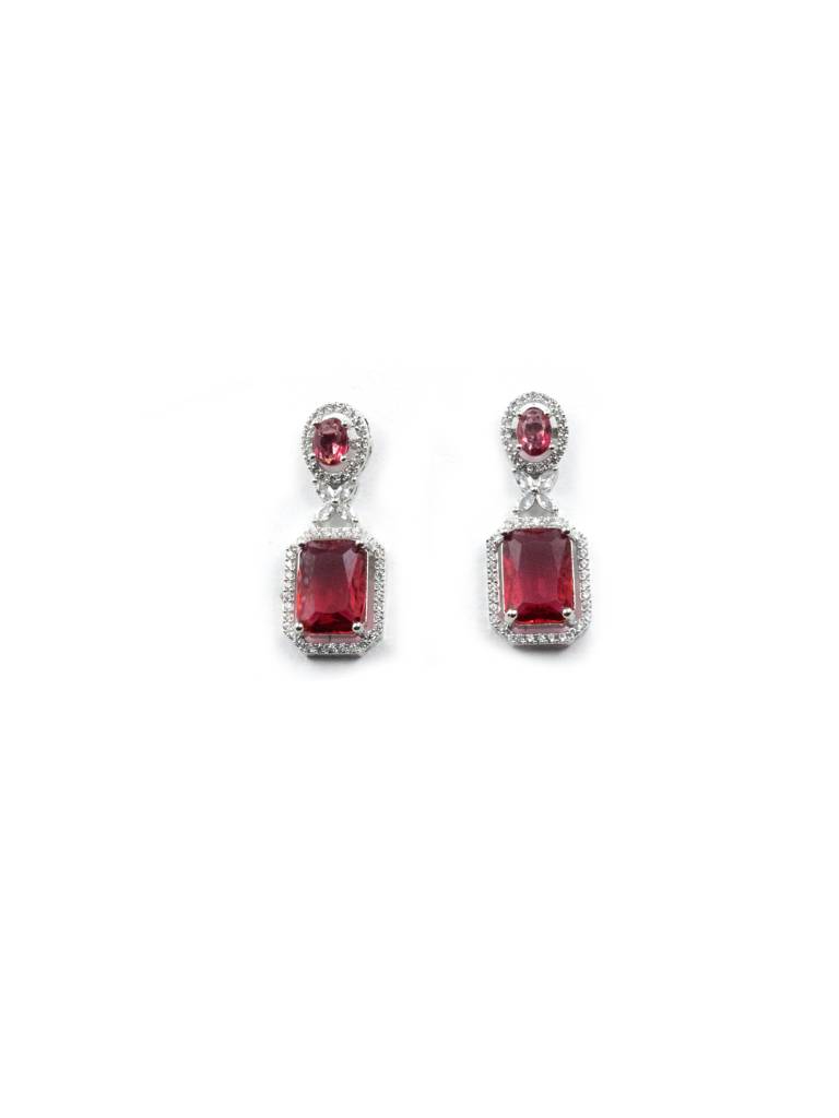 Sparkling Diamond Crystal Stud Earrings : ADEarrings9Red