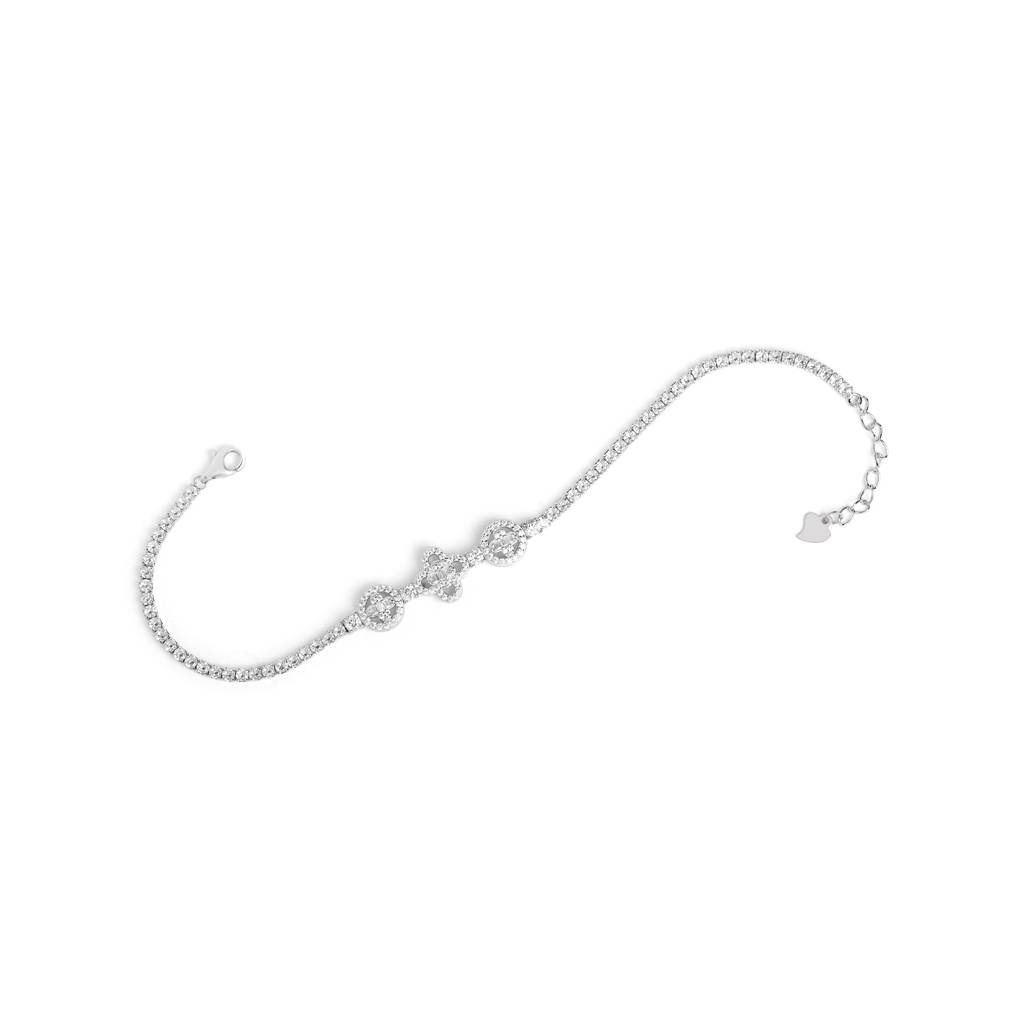 Elegant Diamond Silver Bracelet (Adjustable) : B023