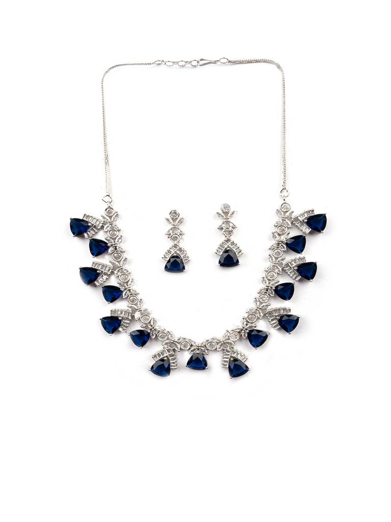 Cz Ad Necklace Set For Glamorous Lookâ : AD127BLUE