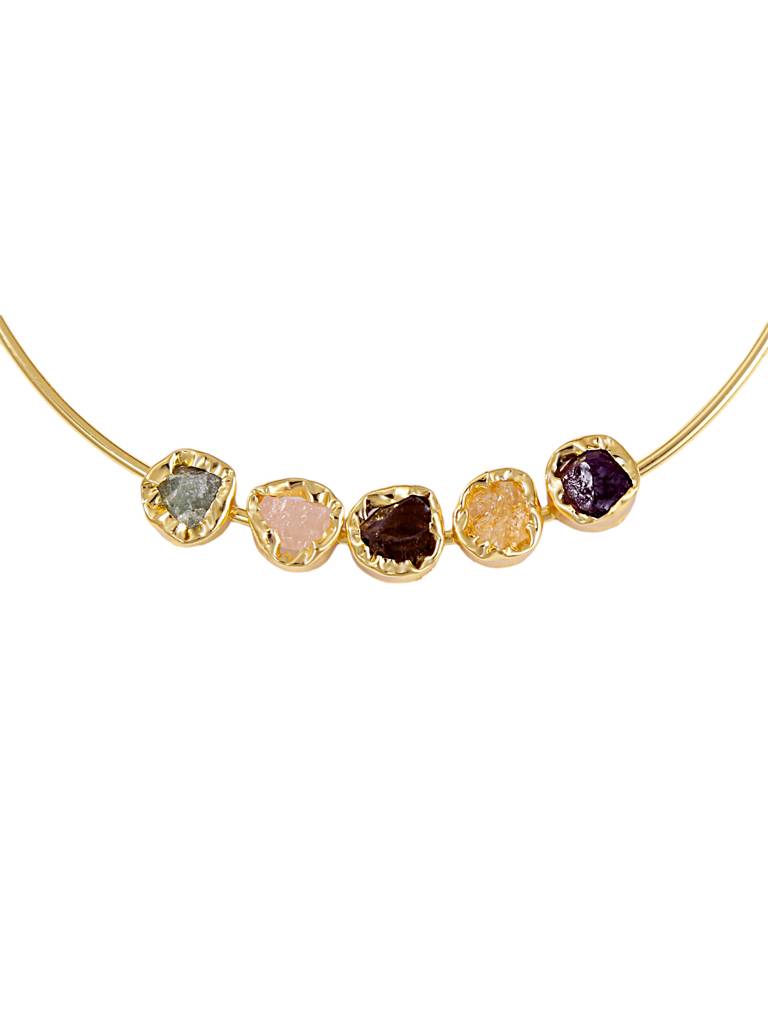 Multicolor Gemstone Choker Necklace : YI24A0069N