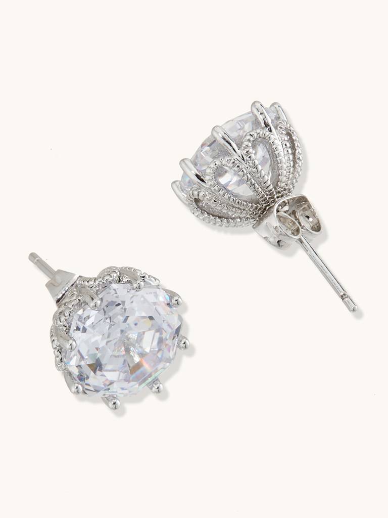 Cz Solitaire Stud Earrings : YI24A0114E