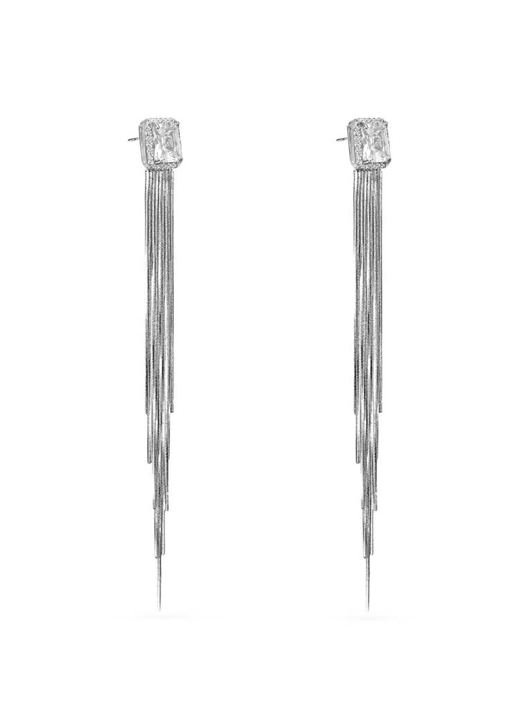 Silver Chain Tassel Drop Earrings : YI24A0046E