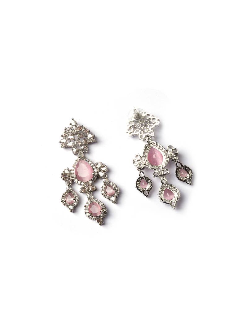 Silver-Plated Luxurious Ad Waterfall Earrings : ADEarrings15Pink