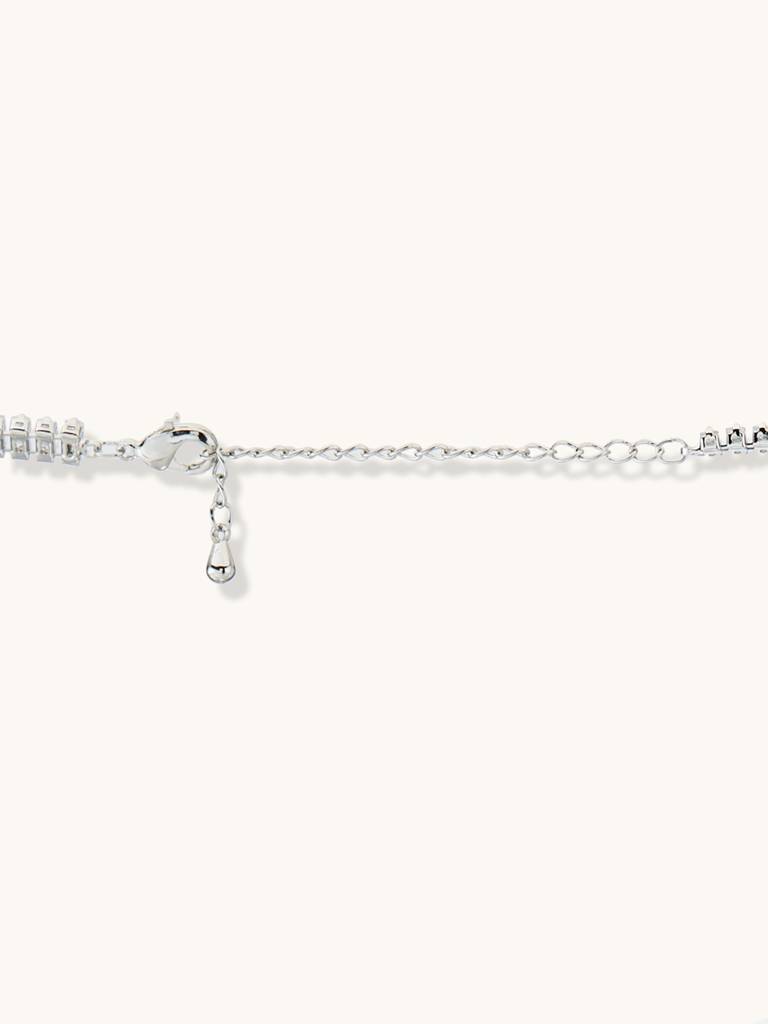 Cascading Silver Toned Crystal Necklace Set : YI24A0152N